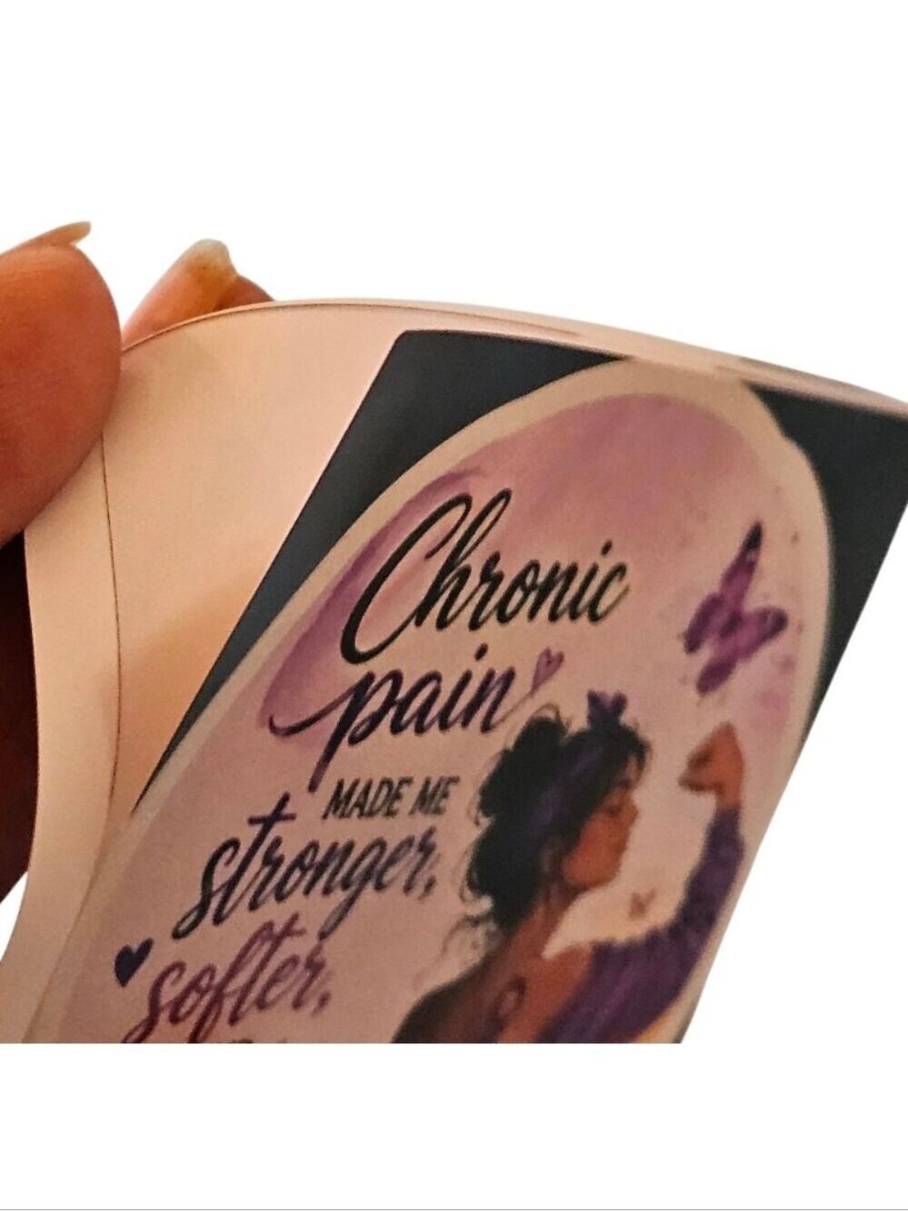 Handmade Chronic Pain Warrior Vinyl Sticker Purple Ribbon Butterfly Awareness 3" - Picture 14 of 17